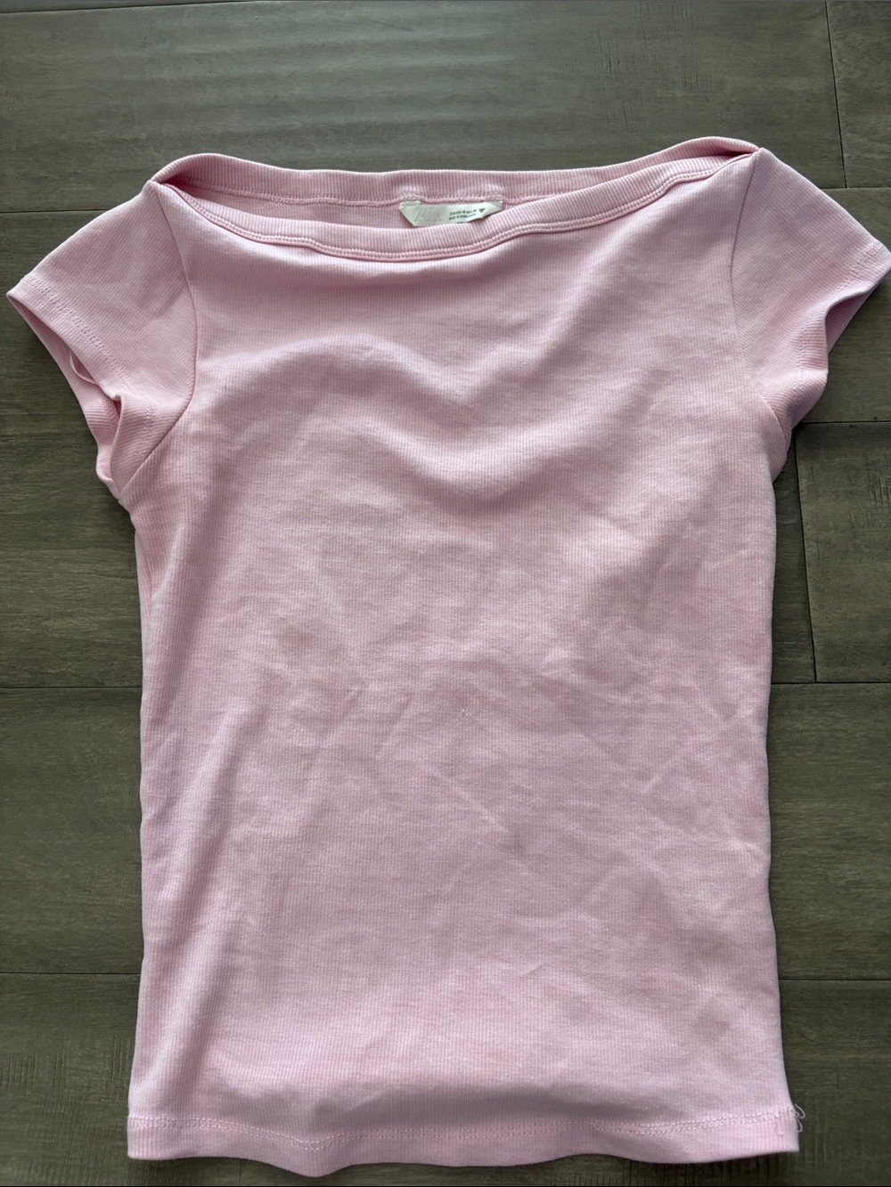 Zara Light Pink Boatneck Short Sleeve Top